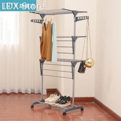 Wing Drying Rack Movable Clothes Drying Rack Foldable Three-