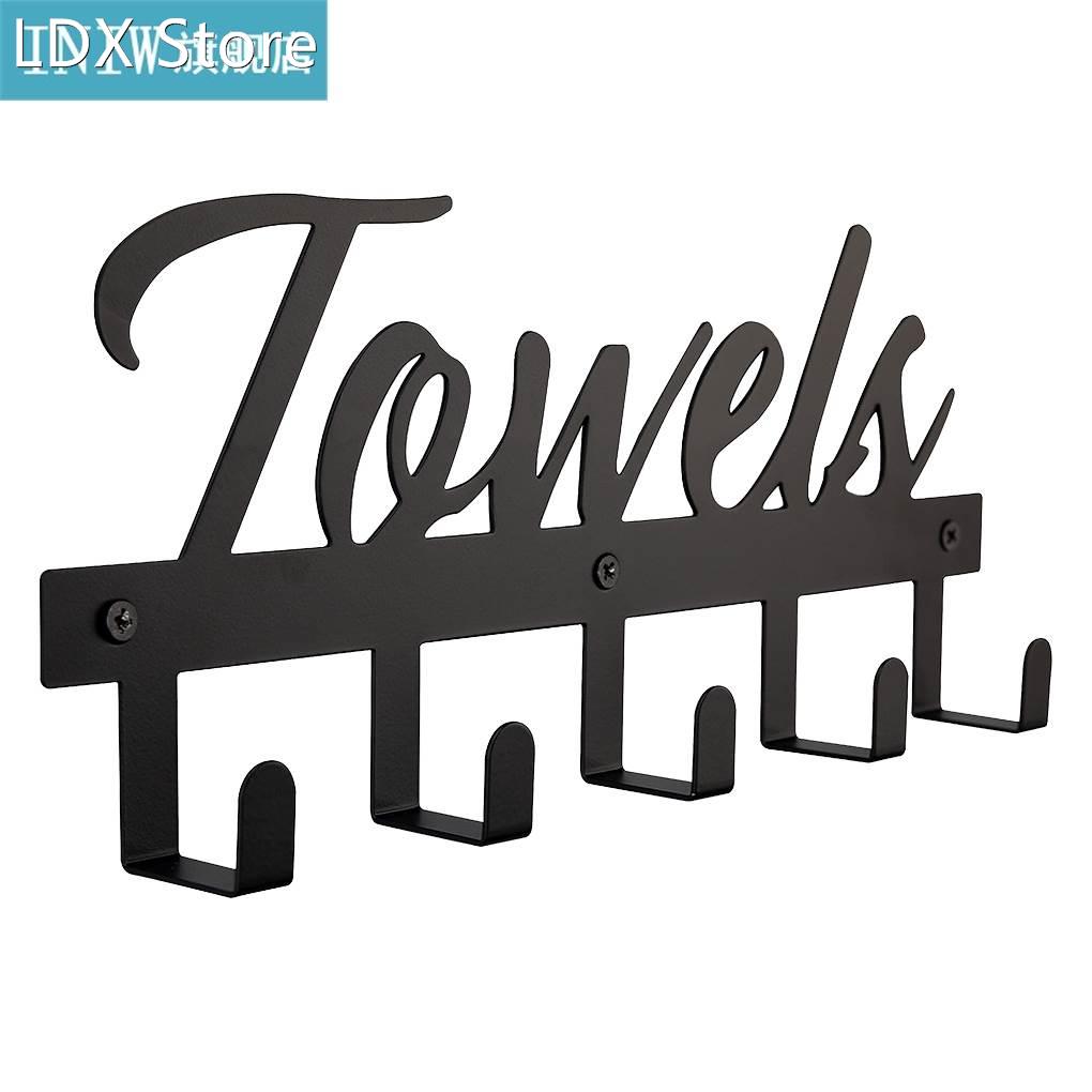 RecabLeght Towel Holder Black Rack Wall Mounted Hanger Shelf