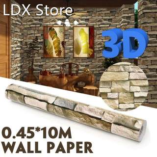 10M PVC Self Adhesive Wall Sticker Brick Stone Wallpapers Ho