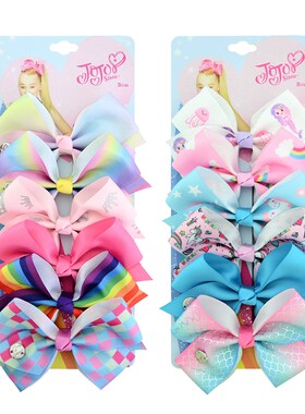 6 Pieces/Set JoJo Bows Jojo Siwa Rainbow Printed Knot Ribbon