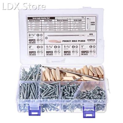 482Pcs 25-64mm Self Tapping Pocket Hole Screw Project Kit SQ