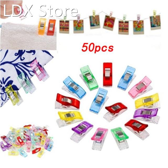 50 mixed plastic clips for DIY quilting fabric sewing proces