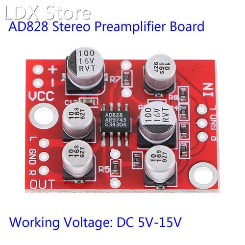 DC 5V-15V 12V AD828 Stereo Preamp Power Amplifier Board Prea