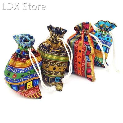 12pc Egyptian Style Jewelry Coin Pouch Print Drawstring Gift