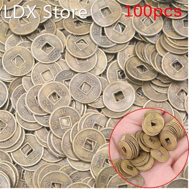 100Pcs Chinese Ancient Feng Shui Lucky Coin Dragon and Phoen