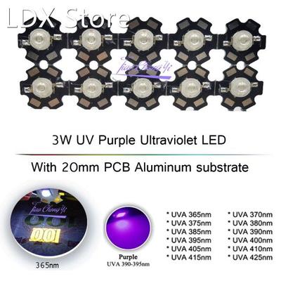 10pcs 3W UV Purple LED Ultraviolet Bulbs Lamp SMD 365nm 375n