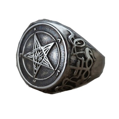 FDLK  Occult Pentagram Sigil of Baphomet Ring Gothic Witch