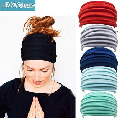 13 Colors Nonslip Elastic Folds Yoga Hairband Fashion Wide S