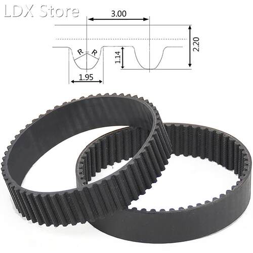 1Pcs S3M-573 To S3M-783 Black Rubber Close Loop Timing Belt
