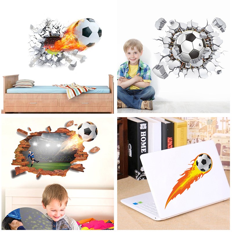 3d Firing Football Wall Stickers For Kids Room Decoration Ho