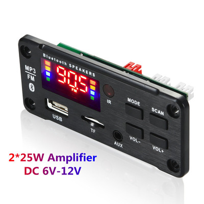 2*25W 50W Amplifier MP3 Player Decoder Board 6V-18V Bluetoot