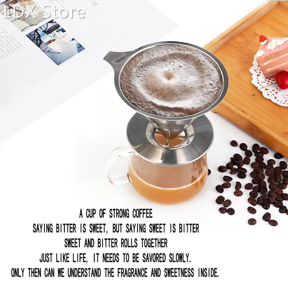 Stainless Steel Coffee Filter Pour Over Funnel Brew Drip Tea