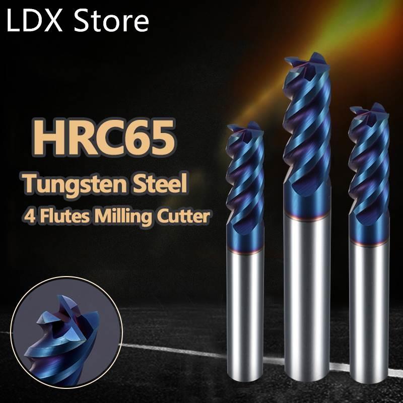 4 Flutes HRC65 Carbide End Mill NACO Coated-blue Tungsten St