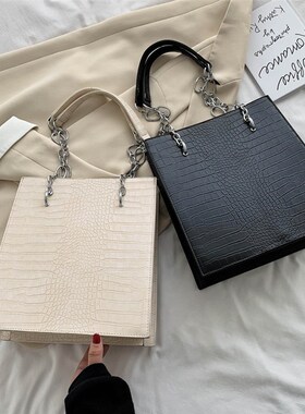 Burminsa Chic Crocodile Pattern Chain Women Shoulder Bags L