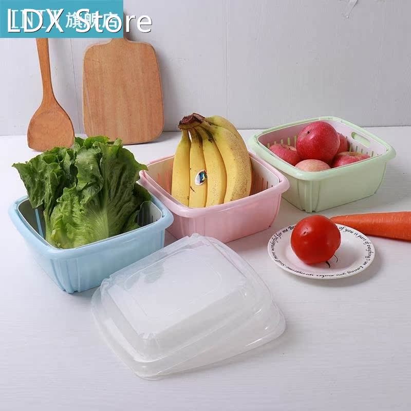 Drain Basket Double-layer With Lid Household Colander Kitche