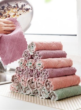 5pcs Absorbent Dish Cloth Thicken Wipe Tablecloth Towel Kitc