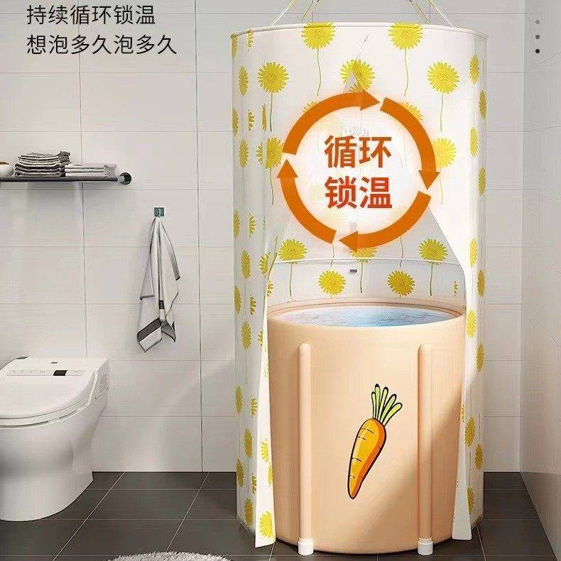 洗澡浴罩浴帐防粘身三拉链冬天成人小孩加厚加大保温保暖圆形浴帘