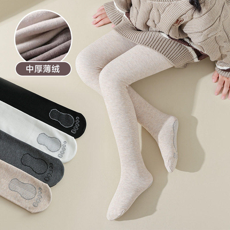 儿童打底裤秋冬薄绒中厚款棉白色舞蹈袜外穿加绒加厚女童连裤袜