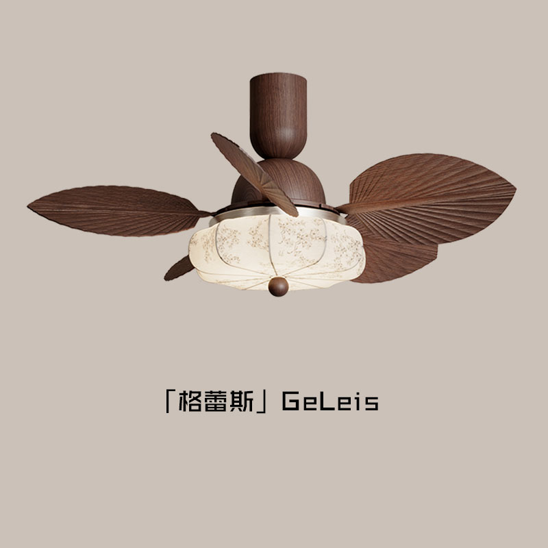 风扇灯吊扇灯2025新款镍胡桃木色卧室吸顶灯中古风餐厅灯风扇一体