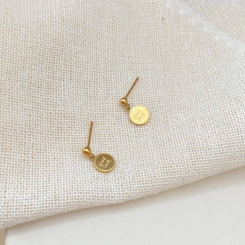 S925纯银轻奢气质百搭圆形圆片耳钉简约高级极简精致小巧复古耳环