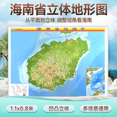 星球社直营 星球地图出版 海南省地图3d立体地形图 三维浮雕直观展示地势地貌 饰挂画 约1.1x0.8米 办公室背景墙装 社