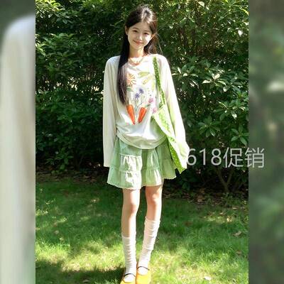 夏日穿搭一整套2026小个子韩系小清新甜美减龄罩衫短裙套装两件套