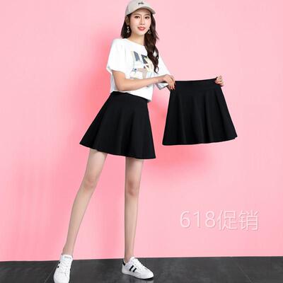 黑色半身裙女夏季薄款小黑裙 春秋小摆裙百褶高腰显瘦a字裙短裙子