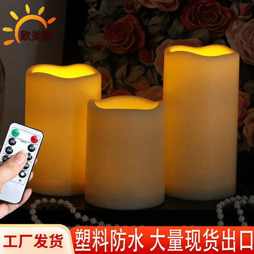 亚马逊led电子蜡烛灯塑料防水遥控户外烛光晚餐音乐会活动道具