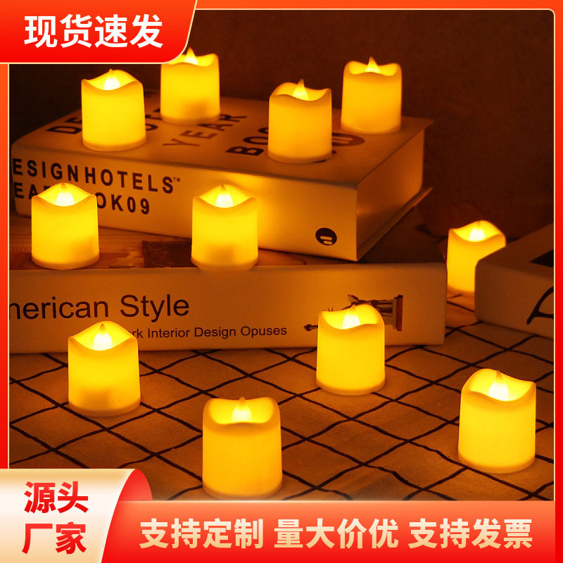 LED电子蜡烛波浪口小茶蜡candle 圣诞装饰生日求婚布置蜡烛灯批发