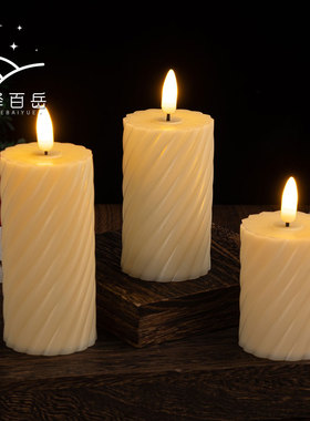 跨境热卖螺旋纹蜡烛无焰led家居装饰生日聚会桌面摆件LED仿真家用