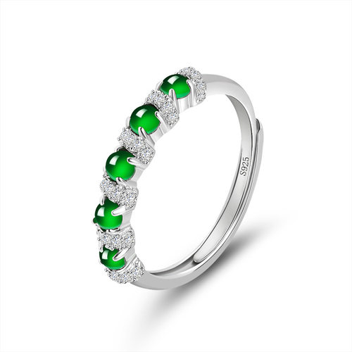 翠莹福925银镶嵌阳绿冰种