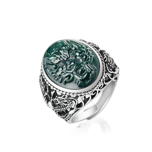 翠莹福龙头戒指S925银泰