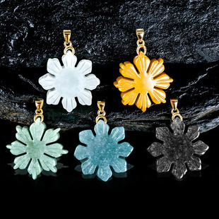 翠莹福天然A货翡翠太阳花吊坠S925银扣豆种玉石挂件女款 玉坠D272