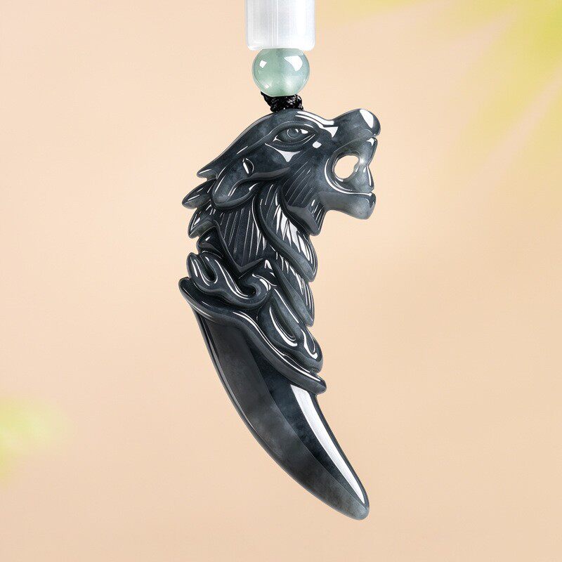 翠莹福A货翡翠乌鸡狼牙玉石吊坠