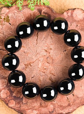 翠莹福天然墨翠a货翡翠墨玉圆珠玉石手串男士手链大气高档C272