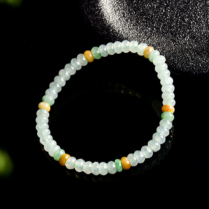 天然缅甸A货翡翠算盘珠玉石手串