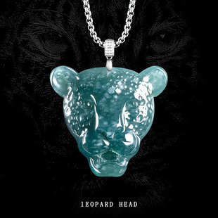 翠莹福天然A货翡翠蓝水飘花金钱豹吊坠冰种玉石男女款 DW71 嘻哈