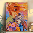 疯狂动物城卡通手绘画画填色diy数字油画丙烯儿童涂色填充装 饰画