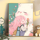 猫咪女孩数字油画diy填充填色解闷手绘治愈系丙烯油彩画2025新款