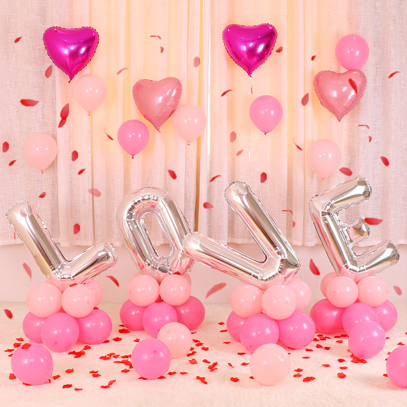 元旦新年LOVE气球装饰结婚周年纪念日男女朋友表白生日场景布置