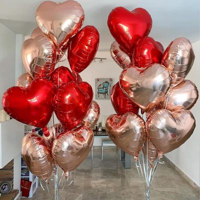 订婚求婚铝膜爱心红色铝膜气球拍照道具表白浪漫生日场景布置装饰