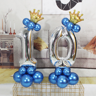 儿童生日数字铝膜气球立柱大号女宝周岁宝宝百日宴装饰场景布置