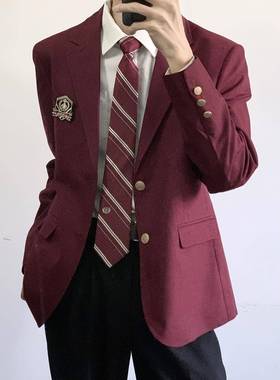 【刺篇】dk学院风红色蓝色男生制服西装成人礼西服外套学生全套装