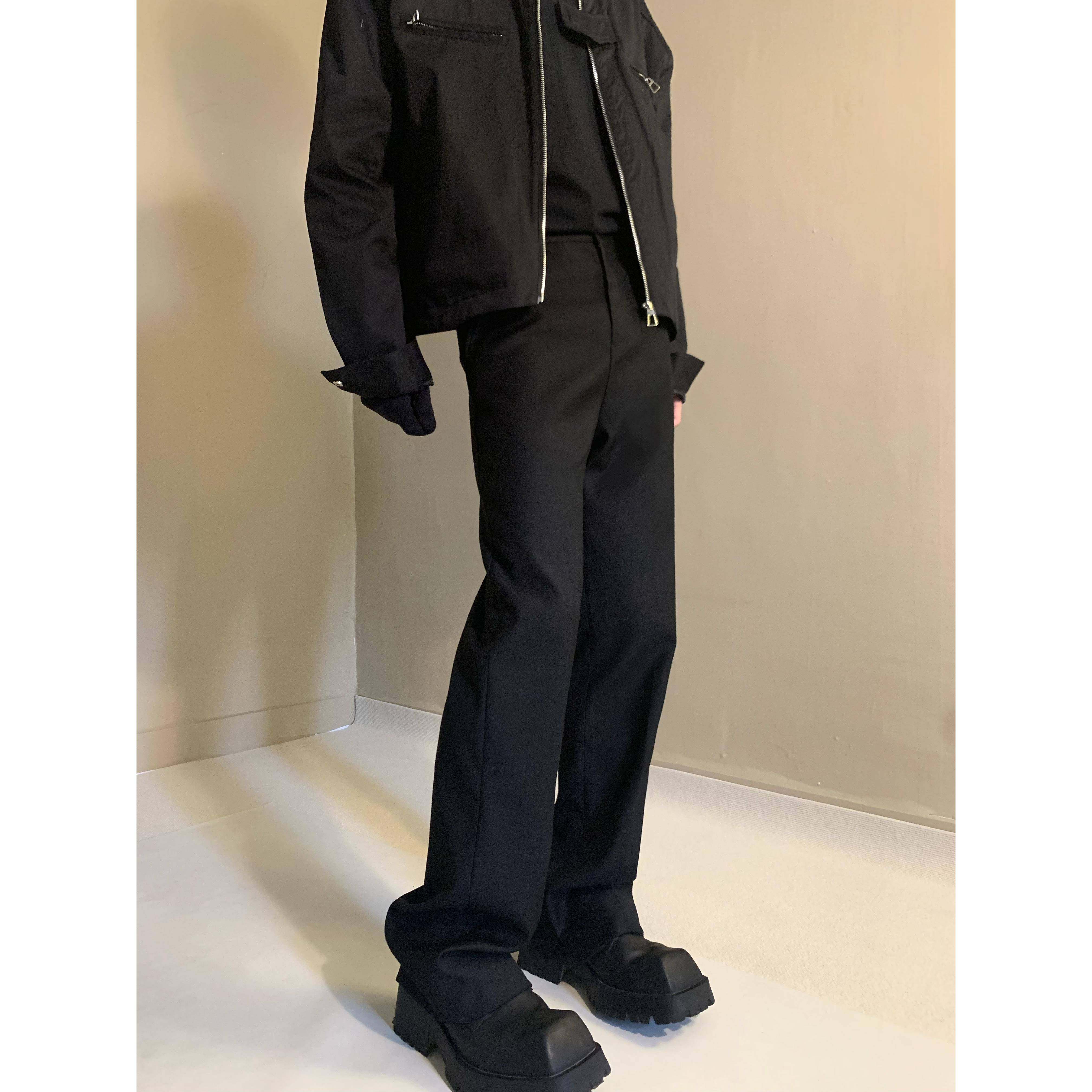 美式小众高街vibe风开 叉微喇叭西裤男垂坠感高级感堆积显瘦拖地