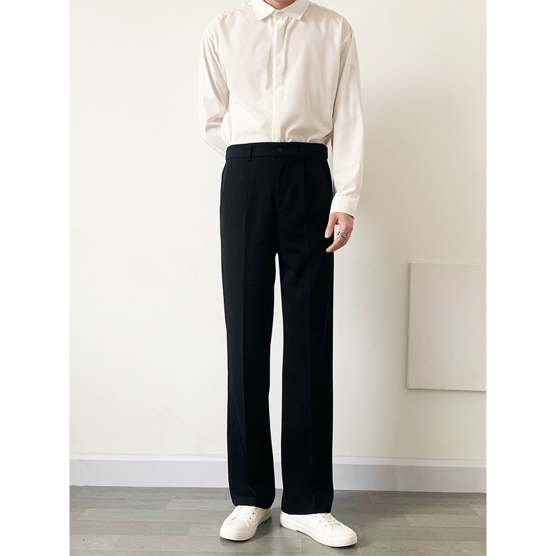 夏季款休闲西裤男宽松直筒韩版潮流坠感阔腿裤西装裤垂感裤子男