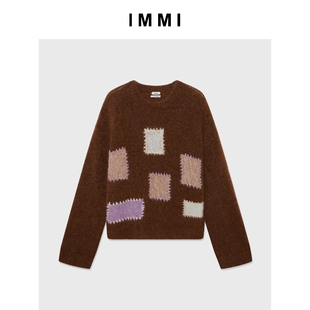 【正品特惠】IMMI25秋冬 马海毛方格装饰套头毛衣MWEFWKTP1578X