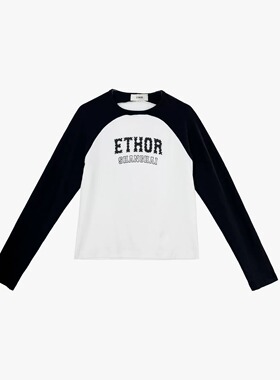 ETHOR设计师品牌撞色插肩长袖T恤