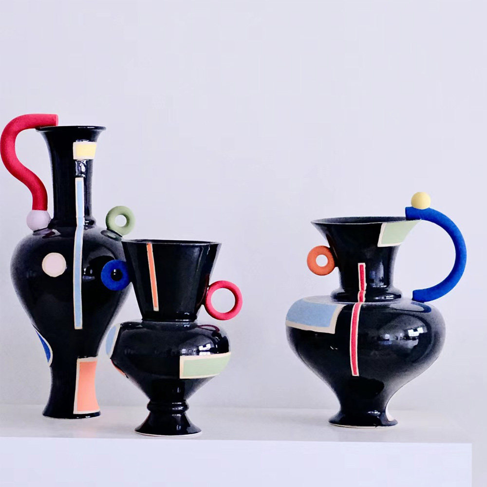 陶艺家刘坤彩条现代手工陶瓷花瓶客厅家居软装摆件艺术花器油画风,家居饰品,花瓶,淘宝优惠券,粉丝福利购,淘宝优惠卷