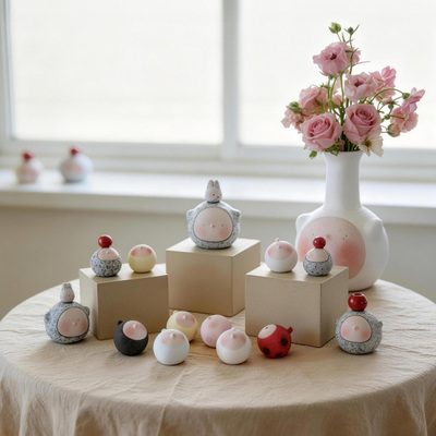 景德镇原创Birdie小鸟沙球陶瓷花瓶客厅餐桌玄关摆件艺术感冰箱贴