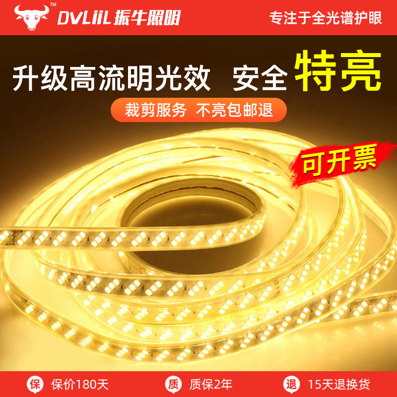 led灯带长条防水霓虹自粘灯带家用超亮220v客厅吊顶三色七彩灯条,家装灯饰光源,室内LED灯带,淘宝优惠券,粉丝福利购,淘宝优惠卷